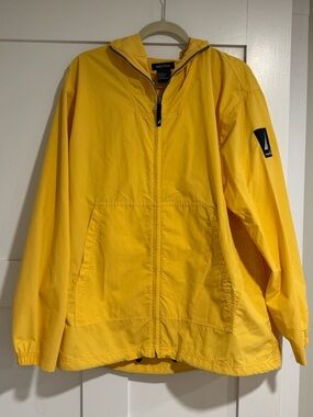 Nautica Bright Yellow Hooded Zip Jacket Size Large
